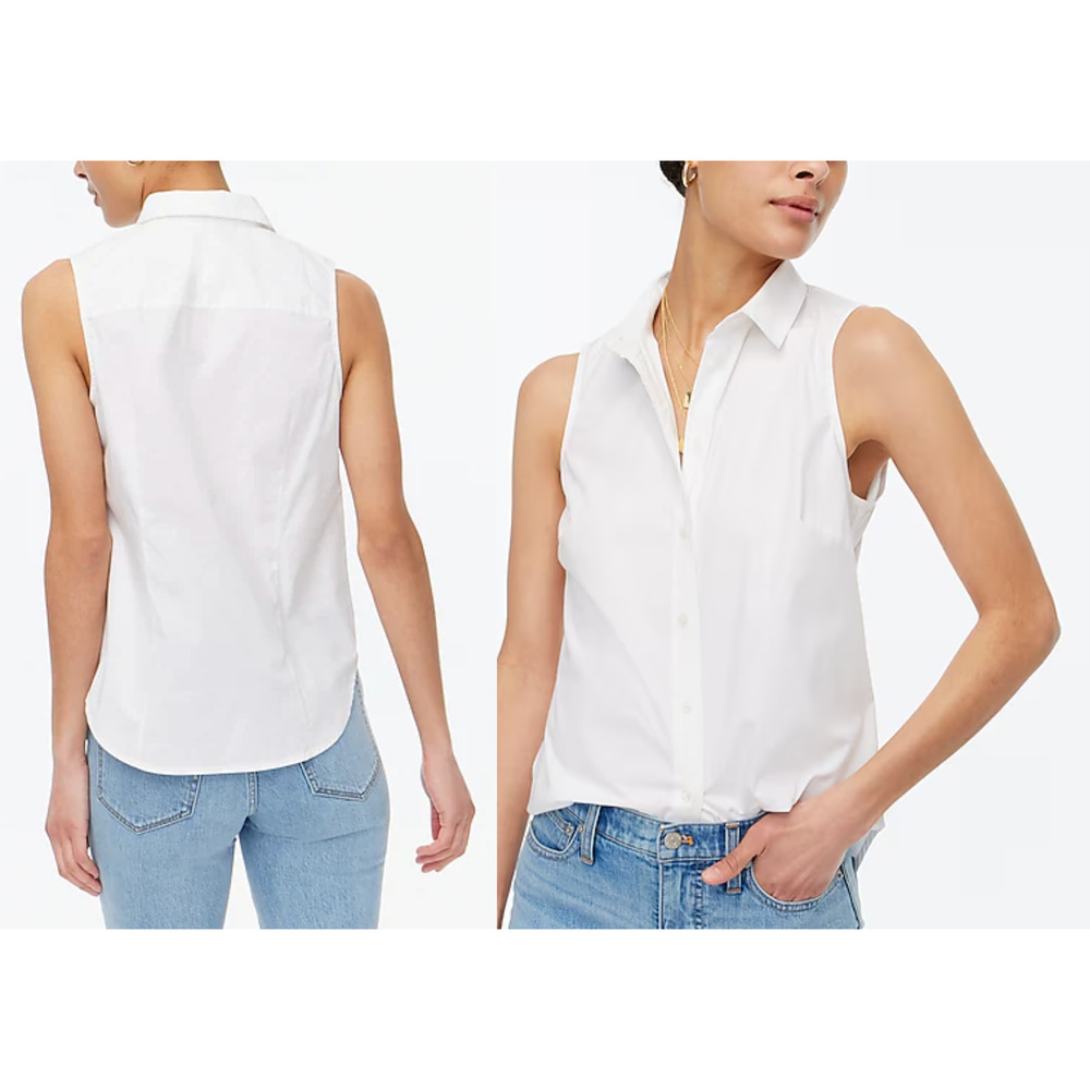 J Crew Factory | NWT Sleeveless cotton poplin shirt signature fit White | Sz 3x